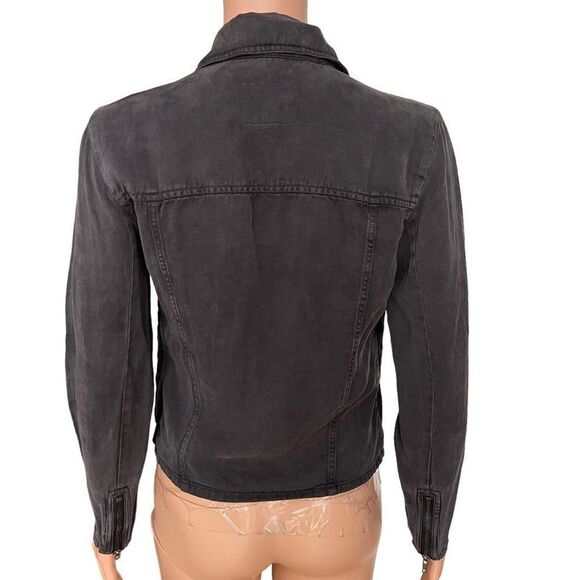Rails Moto Jacket charcoal grey linen blend size XS - Picture 6 of 10